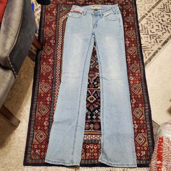 ROCK & ROLL  X  HOOEY. NWT MID RISE BOOTCUT 26 X  36. TALL LIGHT WASH. - Picture 1 of 11